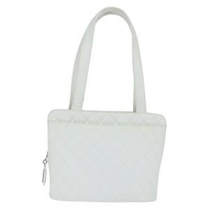 Chanel Vintage Cc Zip Around Bowler Quilted Caviar White Leather Tote Bag Bag